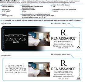 Template for 16.9 oz Bottled Water Label - Renaissance Meadowlands Hotel