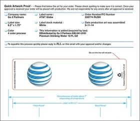 AT&T Custom Bottled Water Label - 6.5x1.75 - 10 oz Bottled Water