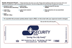 Template for 16.9 oz Bottled Water Label - Security Bank