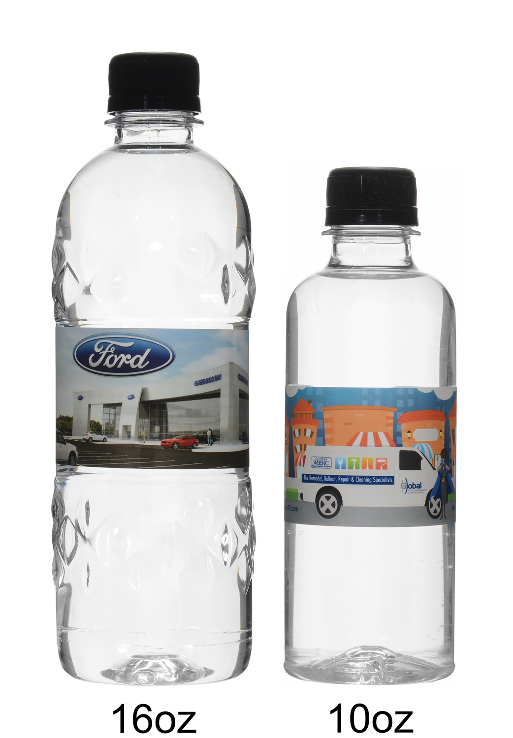Custom water bottles produced and shipped from Canada.