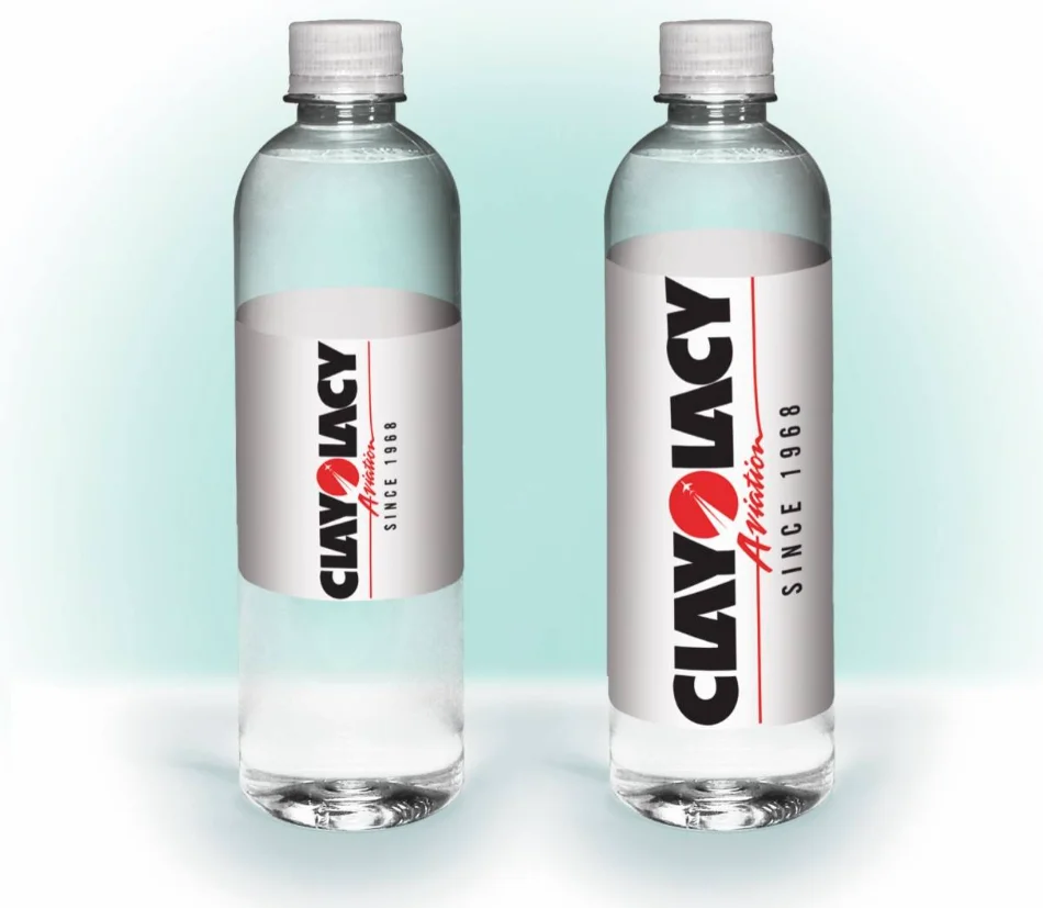advertisement for water bottles